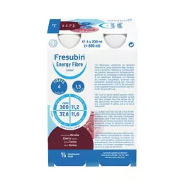 FRESUBIN ENERGY Fiber DRINK Körsbärsflaska, 4X200 ml