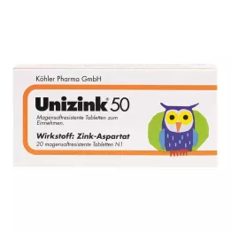 UNIZINK 50 gastroresistenta tabletter, 20 st