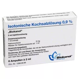 ISOTONISCHE Saltlösning 0,9% Biokanol ampuller, 6X2 ml