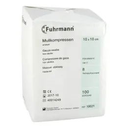 Gasväv kompresser 10x10 cm icke-steril 8-faldig, 100 stycken