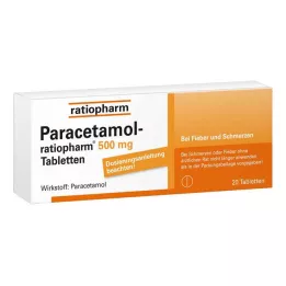 PARACETAMOL-ratiopharm 500 mg tabletter, 20 st
