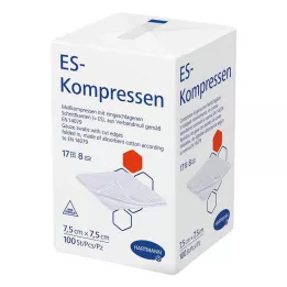ES-KOMPRESSEN icke-steril 7,5x7,5 cm 8-vägs, 100 st