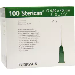STERICAN Kanyler Luer-Lok 0,80x40 mm storlek 2 grön, 100 st