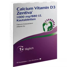 Kalcium Vitamin D3 Zentiva 1000 mg / 880 dvs tuggbara tabletter, 48 st