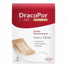 DRACOPOR Sårförband 5x7,2 cm steril hudfärgad, 5 st