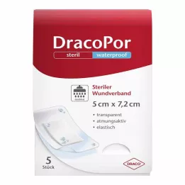 DRACOPOR vattentätt sårförband 5x7,2 cm steril, 5 st