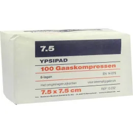 Gazekompresser Ypsipad 7,5x7,5 cm icke-steril 8-faldig, 100 stycken