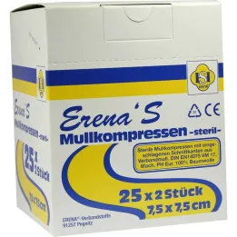 Erena Steril gaskompress 7,5x7, 25x2 st