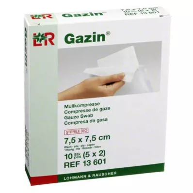 GAZIN Gasväv komp 7,5x7,5 cm steril 8-lagers, 5X2 st GAZIN Gasväv komp 7,5x7,5 cm steril 8-lagers, 5X2 st