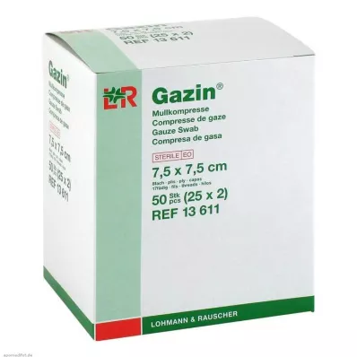 GAZIN Gasväv komp 7,5x7,5 cm steril 8-lagers, 25X2 st GAZIN Gasväv komp 7,5x7,5 cm steril 8-lagers, 25X2 st
