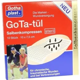 GOTA TÜL Salvkompresser 7,5x10 cm sterila, 10 st