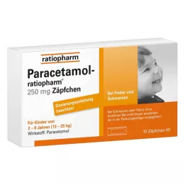 PARACETAMOL-ratiopharm 250 mg stolpiller, 10 st