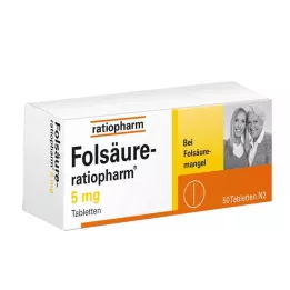 FOLSÄURE-RATIOPHARM 5 mg tabletter, 50 st