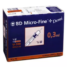 BD MICRO-FINE+ Insulinspruta 0,3 ml U100 0,3x8 mm, 100 st