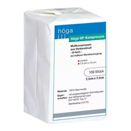 HÖGA-KOMPRESSEN OP 7,5x7,5 cm unstertil 8 -Fold, 100 st