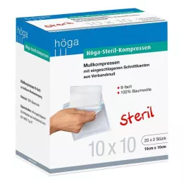 HÖGA-KOMPRESSEN 10x10 cm steril 8-vägs, 25X2 st