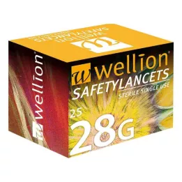 WELLION Säkerhetslansetter 28 G Säkerhetslansetter för engångsbruk, 25 st