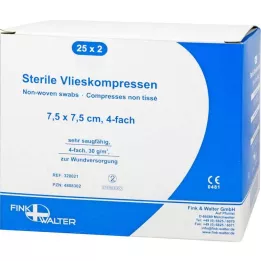 VLIESKOMPRESSEN 7,5x7,5 cm steril 4-lagers, 25X2 st