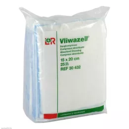 VLIWAZELL Absorberande kompresser icke-sterila 15x20 cm, 25 st