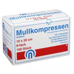 MULLKOMPRESSEN ES 10x20 cm icke-steril 8-lagers, 100 st
