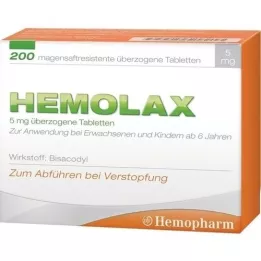 HEMOLAX 5 mg gastrisk juic resist. Överskott av tabletter, 200 st