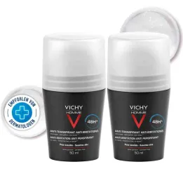 Vichy Homme Deodorant Roll on för känslig hud 48h Dp (2x50 ml)