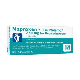 NAPROXEN-1A Pharma 250 mg B. Regel smärttabell., 30 st
