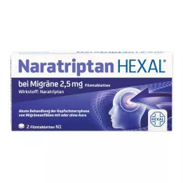 NARATRIPTAN HEXAL för migrän 2,5 mg filmdragerade tabletter, 2 st