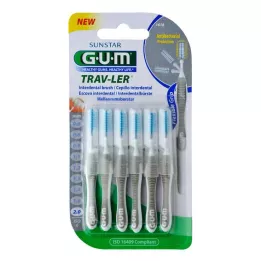 GUM TRAV-LER 2,0 mm ljusgrå interdental + 6 kapsyler, 6 st