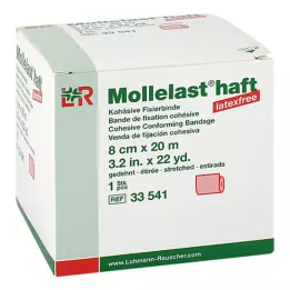 MOLLELAST självhäftande bandage latexfria 8 cm x 20 m röda, 1 st