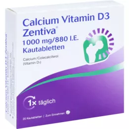 Kalcium vitamin D3 Zentiva 1000 mg / 880 dvs tuggbara tabletter, 20 st