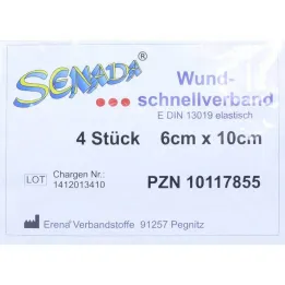 Senada snabb sårförband 6x10 cm, 4 st