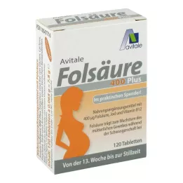 FOLSÄURE 400 Plus B12+Jodtabletter, 120 st