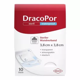 DRACOPOR vattentätt sårförband 3,8x3,8 cm steril, 10 st