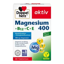 DOPPELHERZ Magnesium 400+B12+C+E tabletter, 30 st