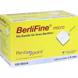 BERLIFINE Micro Cannule 0,25x8 mm, 100 st