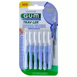 GUM TRAV-LER 0,6 mm ljusblå interdentalborste, 6 st