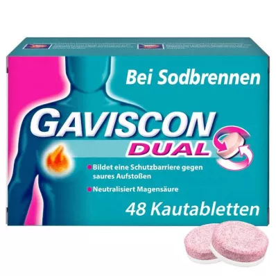 GAVISCON Dubbla 250 mg/106,5 mg/187,5 mg tuggtabletter, 48 stycken
