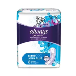 ALWAYS diskret inkontinensinlägg lång plus, 8 stycken