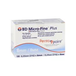 BD MICRO-FINE+ 8 pennstickor 0,25x8 mm, 100 st