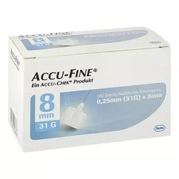 ACCU FINE sterila nålar för insulinpennor 8 mm 31 G, 100 st