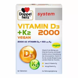 DOPPELHERZ Vitamin D3 2000+K2 systemtabletter, 60 st