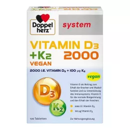 DOPPELHERZ Vitamin D3 2000+K2 systemtabletter, 120 st