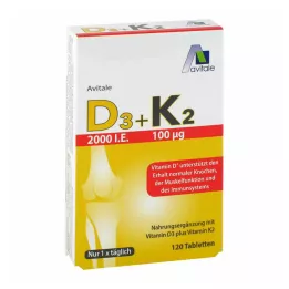 Vitamin D3+K2 2000 IE, 120 st