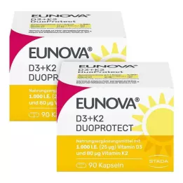 EUNOVA DuoProtect D3+K2 1 000 IE/80 μg kapslar kombo, 2x90 st