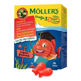 MÖLLERS Omega-3 Jelly Fish Strawberry Tuggtabletter, 36 st