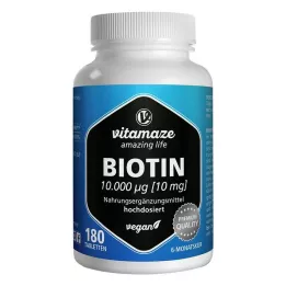 BIOTIN 10 mg högdos veganska tabletter, 180 st