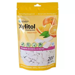 MIRADENT Xylitol Tuggummi färsk frukt Refill, 200 st