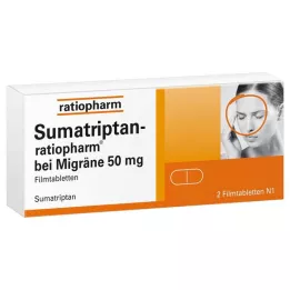 SUMATRIPTAN-ratiopharm för migrän 50 mg filmdragerade tabletter, 2 st