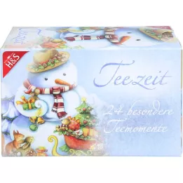 H&amp;S Tee Advent Calendar Snowman Filter Bag, 24 st